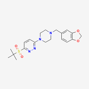 molecular formula C20H26N4O4S B11266552 3-(4-(Benzo[d][1,3]dioxol-5-ylmethyl)piperazin-1-yl)-6-(tert-butylsulfonyl)pyridazine 