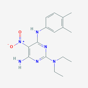 molecular formula C16H22N6O2 B11266568 N~4~-(3,4-dimethylphenyl)-N~2~,N~2~-diethyl-5-nitropyrimidine-2,4,6-triamine 