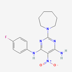 2-(azepan-1-yl)-N-(4-fluorophenyl)-5-nitropyrimidine-4,6-diamine