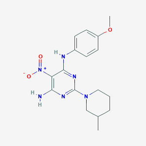 N-(4-methoxyphenyl)-2-(3-methylpiperidin-1-yl)-5-nitropyrimidine-4,6-diamine