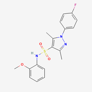 molecular formula C18H18FN3O3S B11266609 1-(4-fluorophenyl)-N-(2-methoxyphenyl)-3,5-dimethyl-1H-pyrazole-4-sulfonamide 