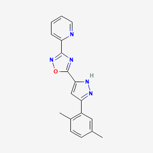 molecular formula C18H15N5O B11266621 2-{5-[3-(2,5-dimethylphenyl)-1H-pyrazol-5-yl]-1,2,4-oxadiazol-3-yl}pyridine 