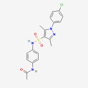 molecular formula C19H19ClN4O3S B11266627 N-[4-({[1-(4-chlorophenyl)-3,5-dimethyl-1H-pyrazol-4-yl]sulfonyl}amino)phenyl]acetamide 