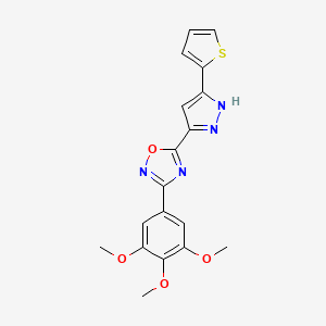 5-[3-(thiophen-2-yl)-1H-pyrazol-5-yl]-3-(3,4,5-trimethoxyphenyl)-1,2,4-oxadiazole