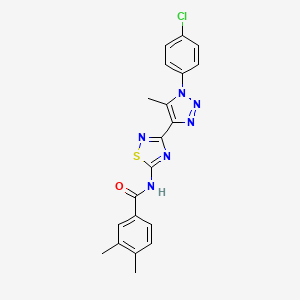 molecular formula C20H17ClN6OS B11266716 N-{3-[1-(4-chlorophenyl)-5-methyl-1H-1,2,3-triazol-4-yl]-1,2,4-thiadiazol-5-yl}-3,4-dimethylbenzamide 