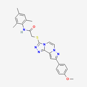 molecular formula C25H24N6O2S B11266738 N-mesityl-2-((9-(4-methoxyphenyl)pyrazolo[1,5-a][1,2,4]triazolo[3,4-c]pyrazin-3-yl)thio)acetamide 