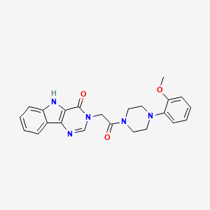 molecular formula C23H23N5O3 B11266762 3-(2-(4-(2-methoxyphenyl)piperazin-1-yl)-2-oxoethyl)-3H-pyrimido[5,4-b]indol-4(5H)-one 