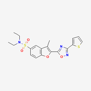 molecular formula C19H19N3O4S2 B11266771 N,N-diethyl-3-methyl-2-[3-(thiophen-2-yl)-1,2,4-oxadiazol-5-yl]-1-benzofuran-5-sulfonamide 