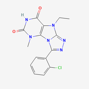 3-(2-Chlorophenyl)-9-ethyl-5-methyl-5H,6H,7H,8H,9H-[1,2,4]triazolo[3,4-H]purine-6,8-dione