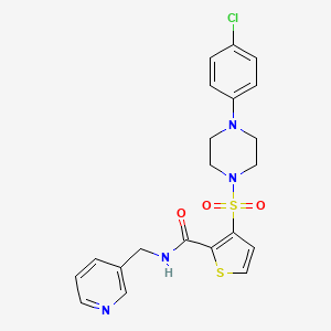 molecular formula C21H21ClN4O3S2 B11266809 3-{[4-(4-chlorophenyl)piperazin-1-yl]sulfonyl}-N-(pyridin-3-ylmethyl)thiophene-2-carboxamide 