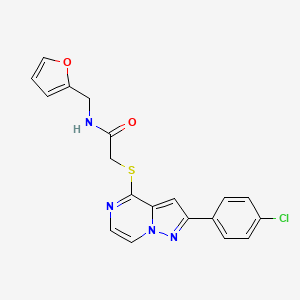 molecular formula C19H15ClN4O2S B11266820 2-{[2-(4-chlorophenyl)pyrazolo[1,5-a]pyrazin-4-yl]sulfanyl}-N-(furan-2-ylmethyl)acetamide 