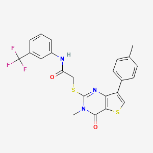 molecular formula C23H18F3N3O2S2 B11266823 2-{[3-methyl-7-(4-methylphenyl)-4-oxo-3,4-dihydrothieno[3,2-d]pyrimidin-2-yl]sulfanyl}-N-[3-(trifluoromethyl)phenyl]acetamide 