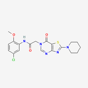 molecular formula C19H20ClN5O3S B11266847 N-(5-chloro-2-methoxyphenyl)-2-[7-oxo-2-(piperidin-1-yl)[1,3]thiazolo[4,5-d]pyrimidin-6(7H)-yl]acetamide 