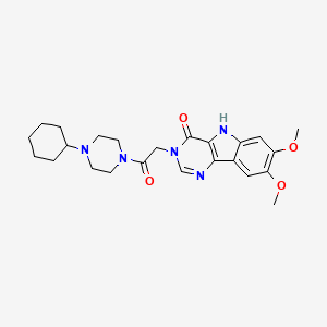 molecular formula C24H31N5O4 B11266870 3-(2-(4-cyclohexylpiperazin-1-yl)-2-oxoethyl)-7,8-dimethoxy-3H-pyrimido[5,4-b]indol-4(5H)-one 