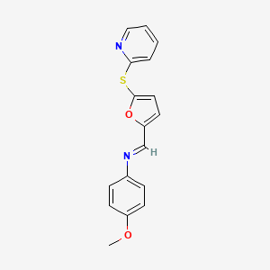 molecular formula C17H14N2O2S B11266900 4-methoxy-N-{(E)-[5-(pyridin-2-ylsulfanyl)furan-2-yl]methylidene}aniline 