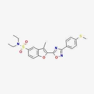 molecular formula C22H23N3O4S2 B11266902 N,N-diethyl-3-methyl-2-{3-[4-(methylsulfanyl)phenyl]-1,2,4-oxadiazol-5-yl}-1-benzofuran-5-sulfonamide 