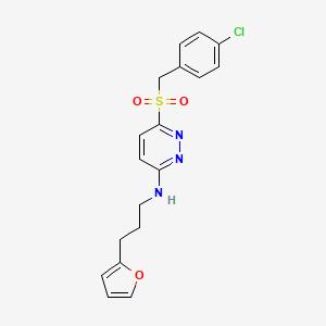 molecular formula C18H18ClN3O3S B11266930 6-((4-chlorobenzyl)sulfonyl)-N-(3-(furan-2-yl)propyl)pyridazin-3-amine 