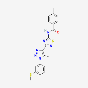 molecular formula C20H18N6OS2 B11266942 4-methyl-N-(3-{5-methyl-1-[3-(methylsulfanyl)phenyl]-1H-1,2,3-triazol-4-yl}-1,2,4-thiadiazol-5-yl)benzamide 