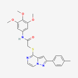 molecular formula C24H24N4O4S B11266977 2-((2-(p-tolyl)pyrazolo[1,5-a]pyrazin-4-yl)thio)-N-(3,4,5-trimethoxyphenyl)acetamide 