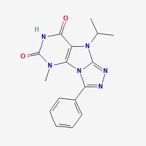 molecular formula C16H16N6O2 B11266979 9-isopropyl-5-methyl-3-phenyl-5H-[1,2,4]triazolo[4,3-e]purine-6,8(7H,9H)-dione 