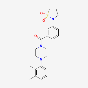 molecular formula C22H27N3O3S B11266982 (4-(2,3-Dimethylphenyl)piperazin-1-yl)(3-(1,1-dioxidoisothiazolidin-2-yl)phenyl)methanone 