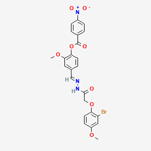 molecular formula C24H20BrN3O8 B11266983 4-[(E)-{2-[(2-bromo-4-methoxyphenoxy)acetyl]hydrazinylidene}methyl]-2-methoxyphenyl 4-nitrobenzoate 