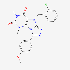 molecular formula C22H19ClN6O3 B11266992 9-[(2-chlorophenyl)methyl]-3-(4-methoxyphenyl)-5,7-dimethyl-5H,6H,7H,8H,9H-[1,2,4]triazolo[3,4-h]purine-6,8-dione 