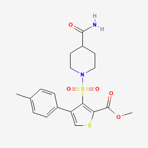 molecular formula C19H22N2O5S2 B11267001 Methyl 3-[(4-carbamoylpiperidin-1-yl)sulfonyl]-4-(4-methylphenyl)thiophene-2-carboxylate 