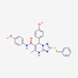 molecular formula C28H27N5O3S B11267019 2-(benzylsulfanyl)-N,7-bis(4-methoxyphenyl)-5-methyl-4,7-dihydro[1,2,4]triazolo[1,5-a]pyrimidine-6-carboxamide 