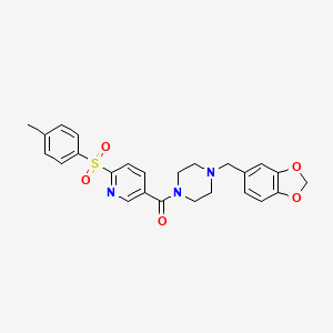 molecular formula C25H25N3O5S B11267020 [4-(1,3-Benzodioxol-5-ylmethyl)piperazin-1-yl]{6-[(4-methylphenyl)sulfonyl]pyridin-3-yl}methanone 