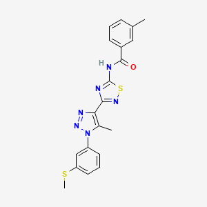 molecular formula C20H18N6OS2 B11267033 3-methyl-N-(3-{5-methyl-1-[3-(methylsulfanyl)phenyl]-1H-1,2,3-triazol-4-yl}-1,2,4-thiadiazol-5-yl)benzamide 