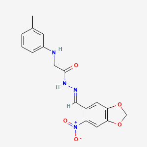 molecular formula C17H16N4O5 B11267059 2-[(3-methylphenyl)amino]-N'-[(E)-(6-nitro-1,3-benzodioxol-5-yl)methylidene]acetohydrazide (non-preferred name) 