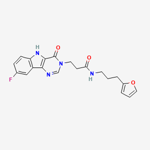 3-(8-fluoro-4-oxo-4,5-dihydro-3H-pyrimido[5,4-b]indol-3-yl)-N-[3-(furan-2-yl)propyl]propanamide