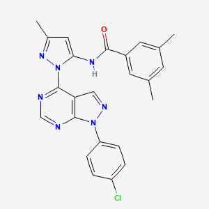 molecular formula C24H20ClN7O B11267102 N-{1-[1-(4-chlorophenyl)-1H-pyrazolo[3,4-d]pyrimidin-4-yl]-3-methyl-1H-pyrazol-5-yl}-3,5-dimethylbenzamide 