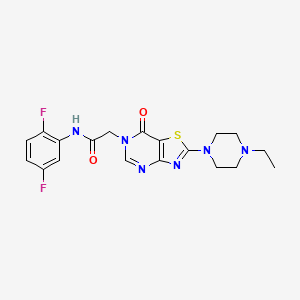 molecular formula C19H20F2N6O2S B11267106 N-(2,5-difluorophenyl)-2-[2-(4-ethylpiperazin-1-yl)-7-oxo[1,3]thiazolo[4,5-d]pyrimidin-6(7H)-yl]acetamide 