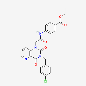 molecular formula C25H21ClN4O5 B11267119 ethyl 4-(2-(3-(4-chlorobenzyl)-2,4-dioxo-3,4-dihydropyrido[3,2-d]pyrimidin-1(2H)-yl)acetamido)benzoate 