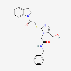 N-benzyl-2-(5-(hydroxymethyl)-2-((2-(indolin-1-yl)-2-oxoethyl)thio)-1H-imidazol-1-yl)acetamide