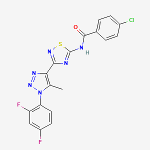 molecular formula C18H11ClF2N6OS B11267136 4-chloro-N-{3-[1-(2,4-difluorophenyl)-5-methyl-1H-1,2,3-triazol-4-yl]-1,2,4-thiadiazol-5-yl}benzamide 