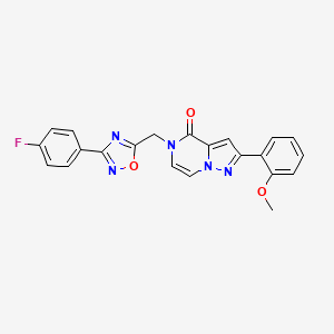 molecular formula C22H16FN5O3 B11267168 5-{[3-(4-fluorophenyl)-1,2,4-oxadiazol-5-yl]methyl}-2-(2-methoxyphenyl)pyrazolo[1,5-a]pyrazin-4(5H)-one 