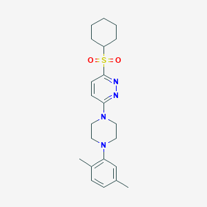 molecular formula C22H30N4O2S B11267179 3-(Cyclohexylsulfonyl)-6-(4-(2,5-dimethylphenyl)piperazin-1-yl)pyridazine 