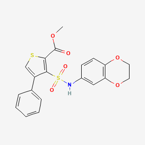 molecular formula C20H17NO6S2 B11267200 Methyl 3-(2,3-dihydro-1,4-benzodioxin-6-ylsulfamoyl)-4-phenylthiophene-2-carboxylate 