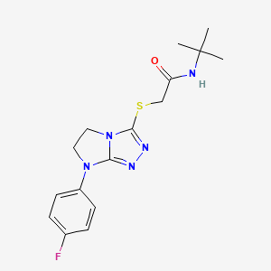 N-Tert-butyl-2-{[7-(4-fluorophenyl)-5H,6H,7H-imidazo[2,1-C][1,2,4]triazol-3-YL]sulfanyl}acetamide