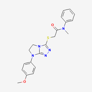 molecular formula C20H21N5O2S B11267233 2-((7-(4-methoxyphenyl)-6,7-dihydro-5H-imidazo[2,1-c][1,2,4]triazol-3-yl)thio)-N-methyl-N-phenylacetamide 