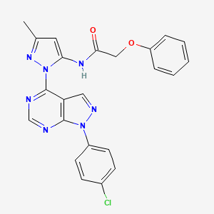 molecular formula C23H18ClN7O2 B11267250 N-{1-[1-(4-chlorophenyl)-1H-pyrazolo[3,4-d]pyrimidin-4-yl]-3-methyl-1H-pyrazol-5-yl}-2-phenoxyacetamide 