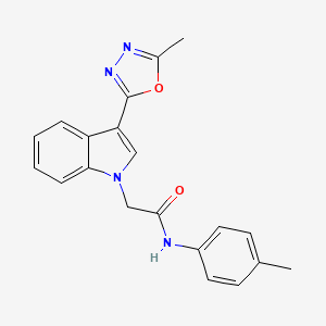 molecular formula C20H18N4O2 B11267260 2-[3-(5-methyl-1,3,4-oxadiazol-2-yl)-1H-indol-1-yl]-N-(4-methylphenyl)acetamide 