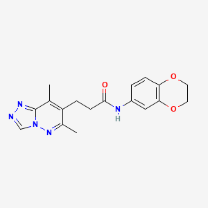 molecular formula C18H19N5O3 B11267268 N-(2,3-dihydro-1,4-benzodioxin-6-yl)-3-(6,8-dimethyl[1,2,4]triazolo[4,3-b]pyridazin-7-yl)propanamide 