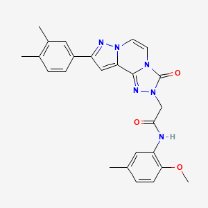 2-[11-(3,4-dimethylphenyl)-5-oxo-3,4,6,9,10-pentazatricyclo[7.3.0.02,6]dodeca-1(12),2,7,10-tetraen-4-yl]-N-(2-methoxy-5-methylphenyl)acetamide