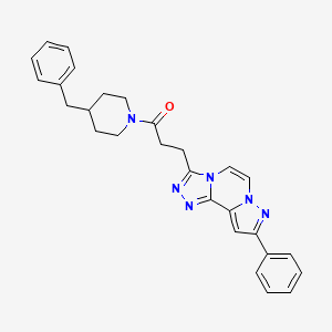 molecular formula C28H28N6O B11267311 1-(4-Benzylpiperidino)-3-(9-phenylpyrazolo[1,5-A][1,2,4]triazolo[3,4-C]pyrazin-3-YL)-1-propanone 