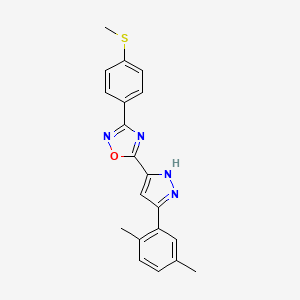 molecular formula C20H18N4OS B11267320 5-[3-(2,5-dimethylphenyl)-1H-pyrazol-5-yl]-3-[4-(methylsulfanyl)phenyl]-1,2,4-oxadiazole 