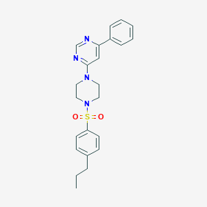 molecular formula C23H26N4O2S B11267334 4-Phenyl-6-[4-(4-propylbenzenesulfonyl)piperazin-1-YL]pyrimidine 